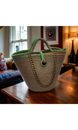 Hasır Çanta Tasarım Midi Boy Çanta ,elite Ve Otantik Kadın Çantası, El Yapımı Çanta Jüte Çanta
