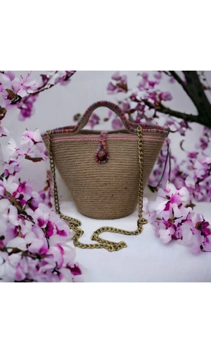Hasır Çanta Tasarım Midi Boy Çanta ,elite Ve Otantik Kadın Çantası, El Yapımı Çanta Jüte Çanta