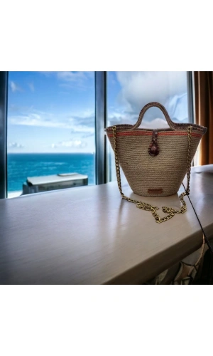 Hasır Çanta Tasarım Midi Boy Çanta ,elite Ve Otantik Kadın Çantası, El Yapımı Çanta Jüte Çanta