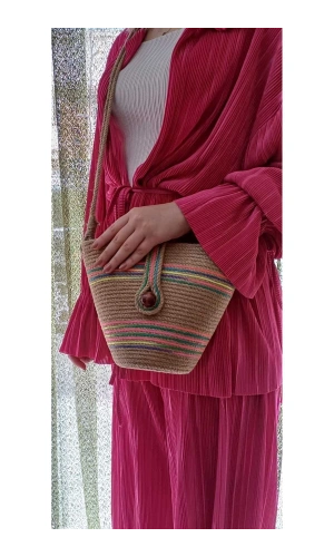 Hasır Çanta Tasarım Miniboy Çanta ,elite Otantik Kadın Çantası, El Yapımı Çanta, Jüte Çanta