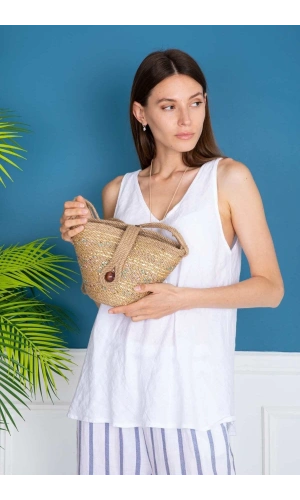 Hasır Çanta Tasarım Miniboy Çanta ,elite Otantik Kadın Çantası, El Yapımı Jüte Çanta
