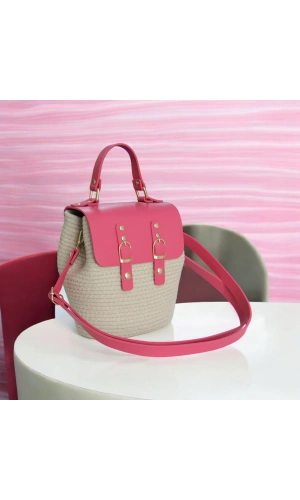 hasır deri kapaklı deri saplı el yapımı spor çanta