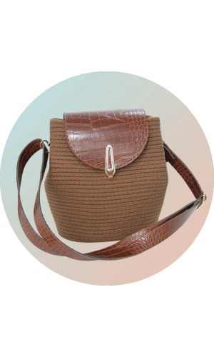 hasır deri kapaklı deri saplı el yapımı spor çanta