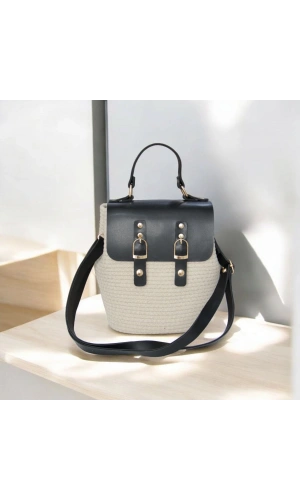 hasır deri kapaklı deri saplı el yapımı spor çanta