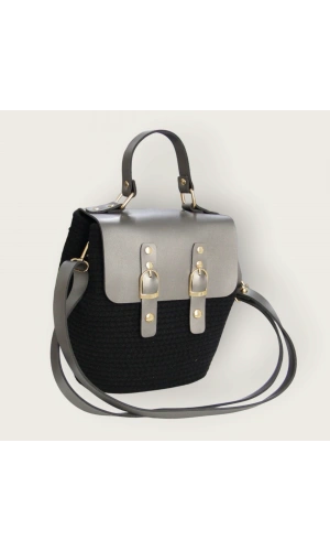 hasır deri kapaklı deri saplı el yapımı spor çanta