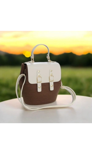hasır deri kapaklı deri saplı el yapımı spor çanta