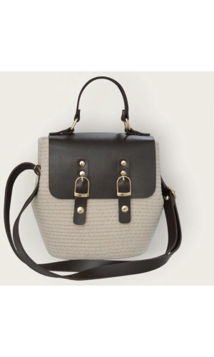 hasır deri kapaklı deri saplı el yapımı spor çanta