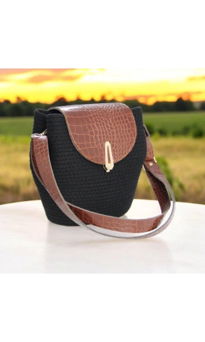 hasır deri kapaklı deri saplı el yapımı spor çanta