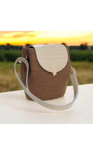hasır deri kapaklı deri saplı el yapımı spor çanta