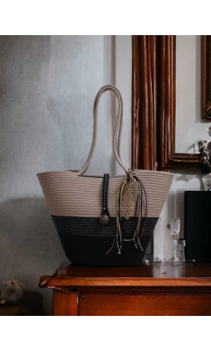Hasır Kol Çantası Kadın Omuz Çantası Özel Tasarım Çanta Kadın Çantası Jüte Çanta