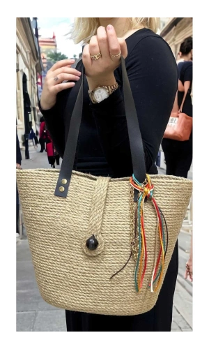 Hasır Kol Çantası Omuz Çantası Özel Tasarım Çanta Kadın Çantası Jüte Çanta