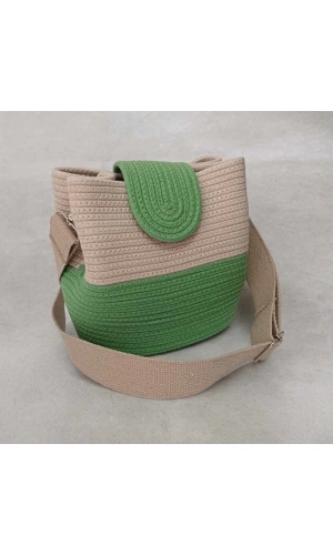 kadın omuz çantası  %100 pamuklı gerçek kordon ipden tasarım hasır jüte
