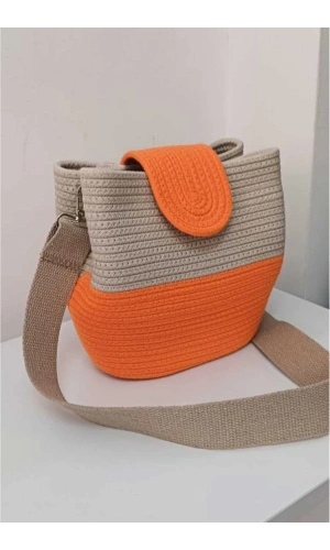 kadın omuz çantası  %100 pamuklı gerçek kordon ipden tasarım hasır jüte