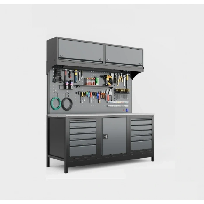 2 Metre Modüler Dolaplı Takım Tezgahı Üst Dolaplı