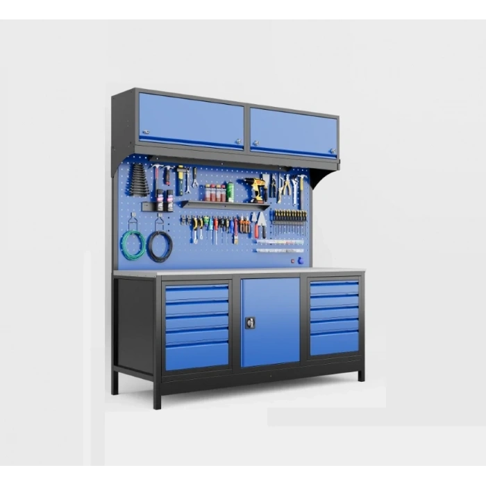 2 Metre Modüler Dolaplı Takım Tezgahı Üst Dolaplı