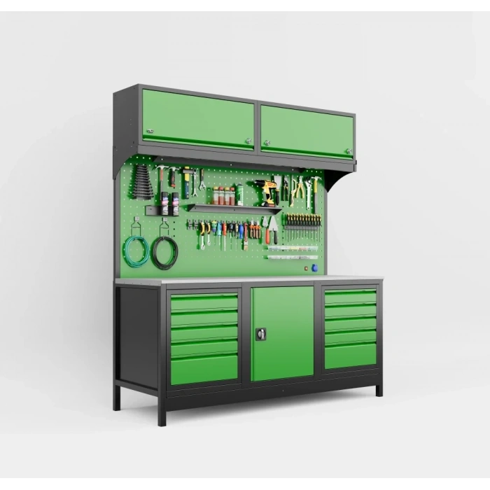 2 Metre Modüler Dolaplı Takım Tezgahı Üst Dolaplı