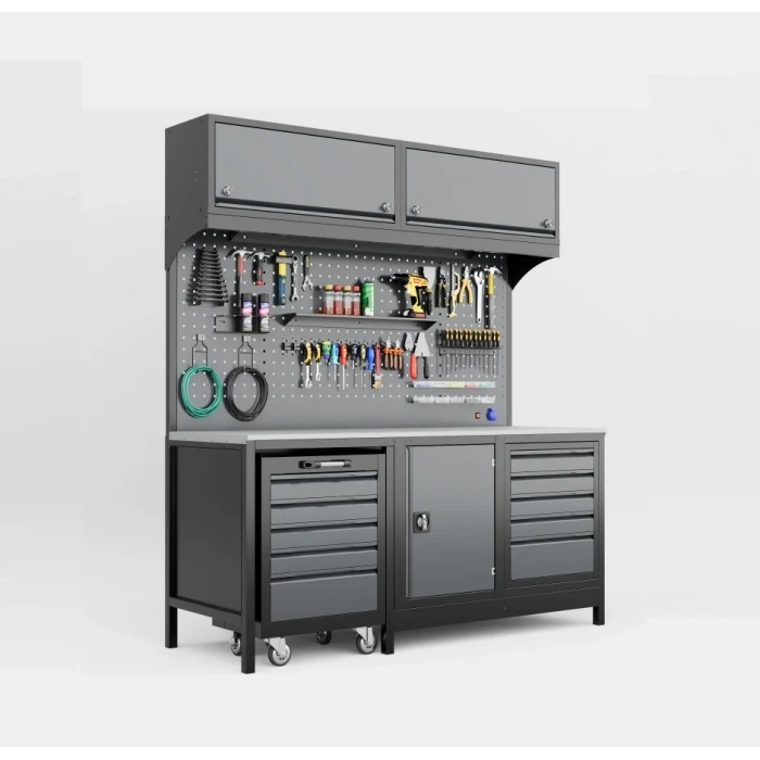 2 Metre Üst Dolaplı Takım Arabalı Modüler Takım Tezgahı