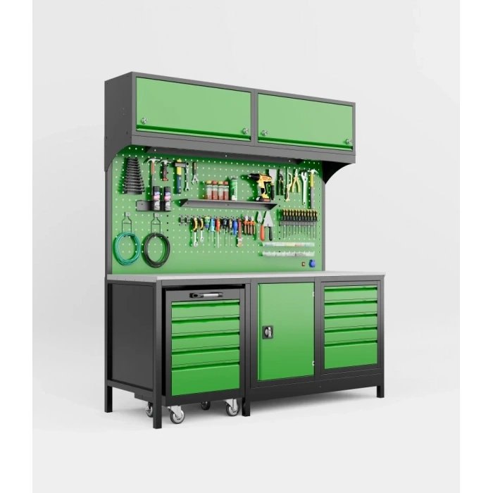 2 Metre Üst Dolaplı Takım Arabalı Modüler Takım Tezgahı