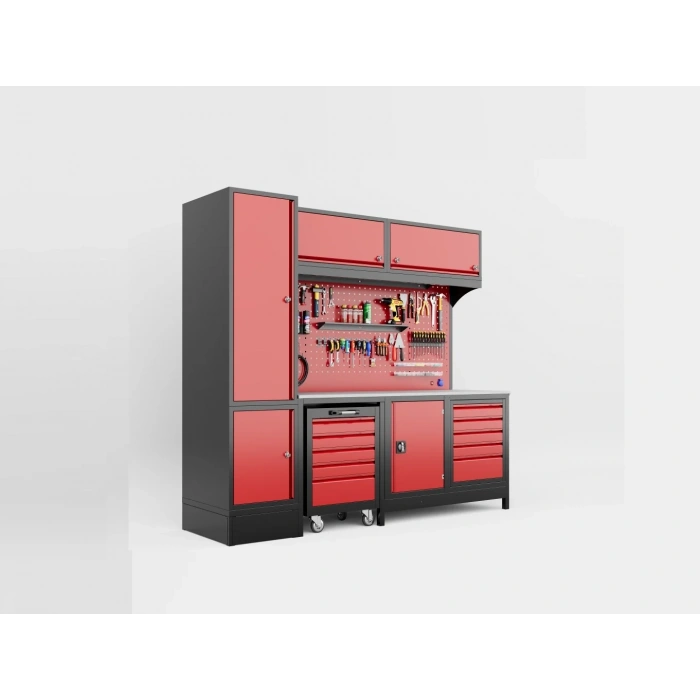 2.5 Metre Modüler Takım Tezgahı Sol Dolaplı 1 Takım Arabalı