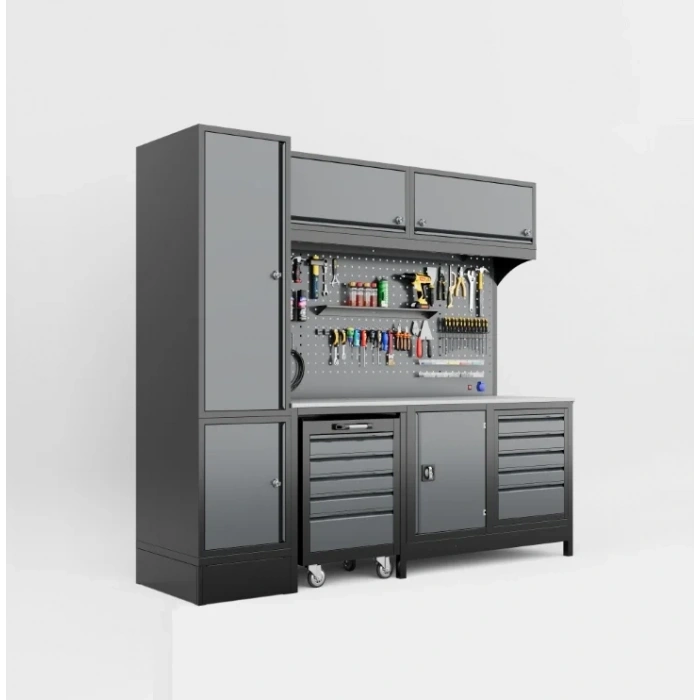 2.5 Metre Modüler Takım Tezgahı Sol Dolaplı 1 Takım Arabalı