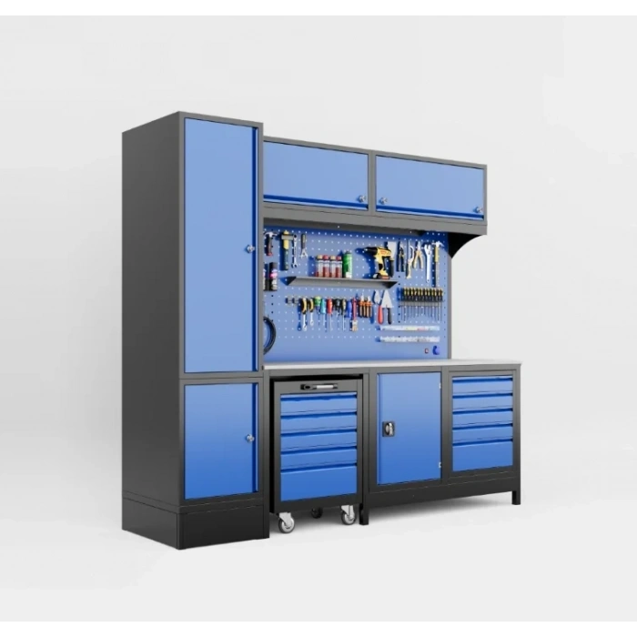 2.5 Metre Modüler Takım Tezgahı Sol Dolaplı 1 Takım Arabalı