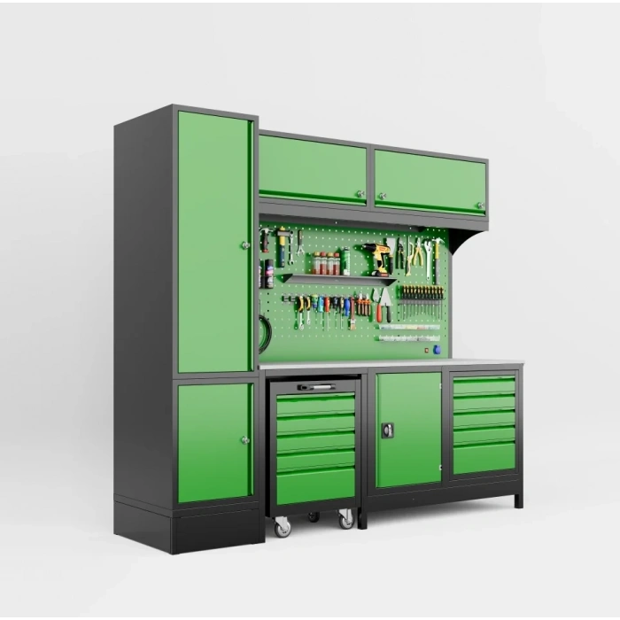 2.5 Metre Modüler Takım Tezgahı Sol Dolaplı 1 Takım Arabalı