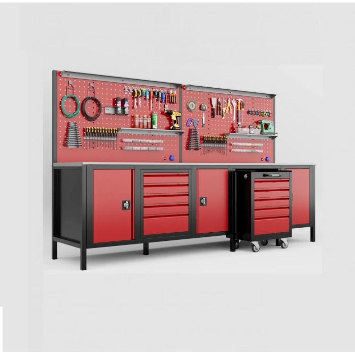 3 Metre 1 Takım Arabalı Dolaplı Takım Tezgahı