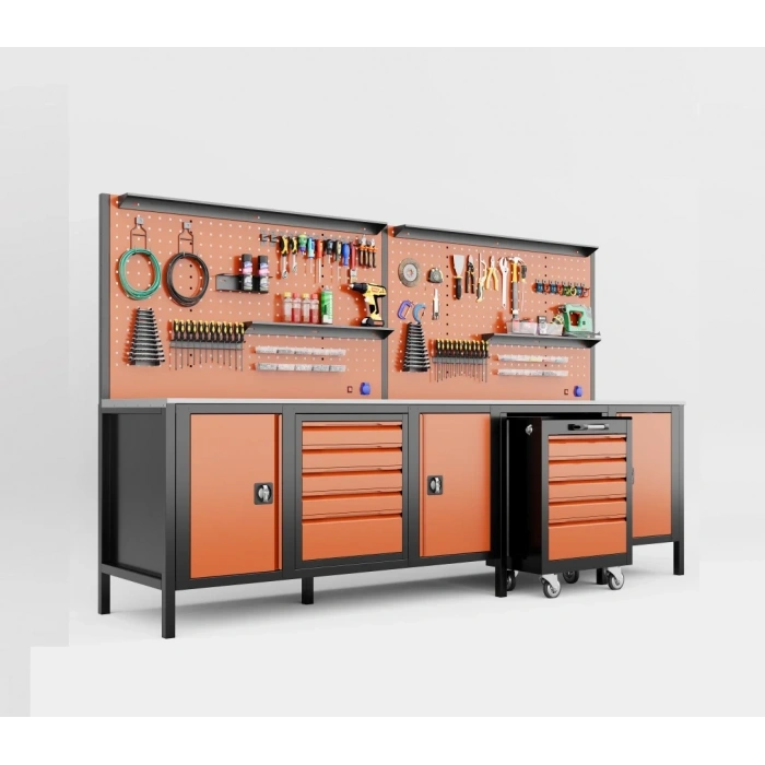 3 Metre 1 Takım Arabalı Dolaplı Takım Tezgahı