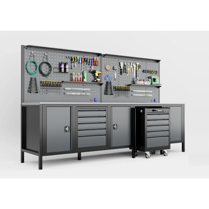 3 Metre 1 Takım Arabalı Dolaplı Takım Tezgahı
