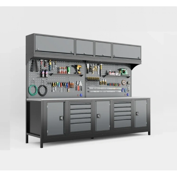 3 Metre Modüler Takım Tezgahı Üst Dolaplı