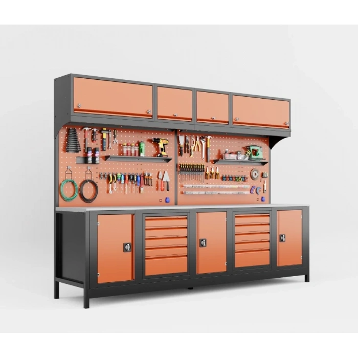 3 Metre Modüler Takım Tezgahı Üst Dolaplı