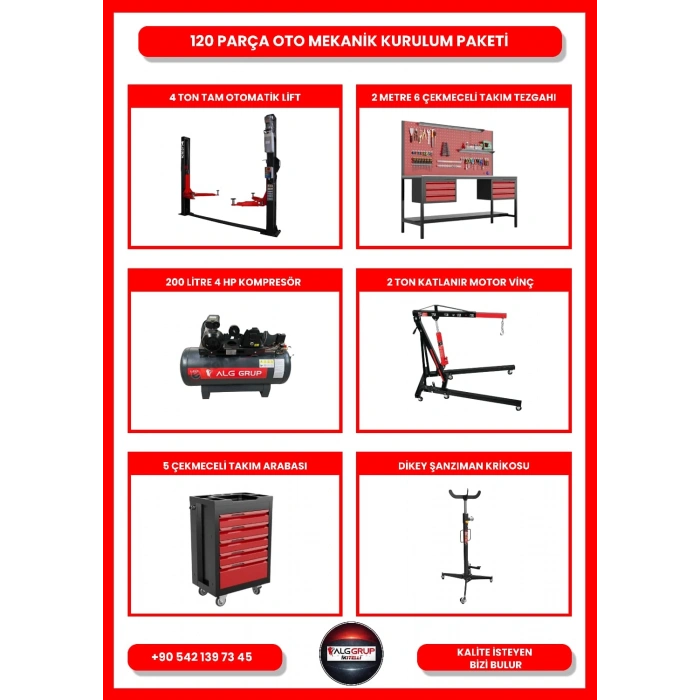 4 Ton Tam Otomatik Lift İzeltaşlı Oto Servis Kurulum Paketi