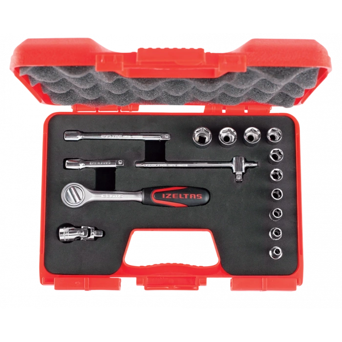 İZELTAŞ 1/4 6 KÖŞE LOKMA ANAHTAR TAKIMI 15 PARÇA