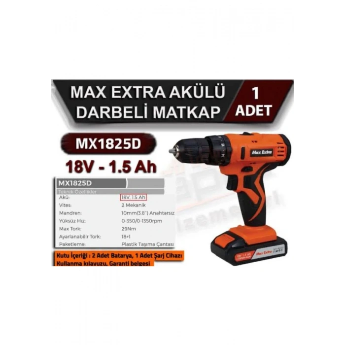 MS1825D MAX EXTRA ŞARJLI DARBELİ MATKAP 18V