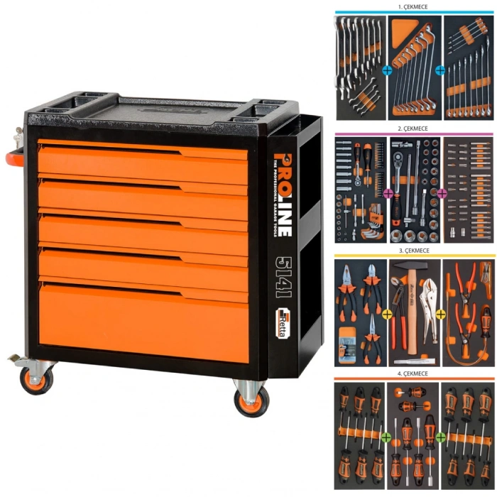 RTY5141 RETTA PROLINE TAKIM ARABASI 5 ÇEKMECELİ 221 PARÇA