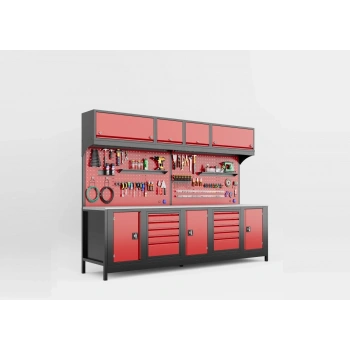 3 Metre Modüler Takım Tezgahı Üst Dolaplı