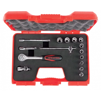 İZELTAŞ 1/4 6 KÖŞE LOKMA ANAHTAR TAKIMI 15 PARÇA