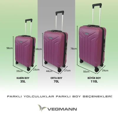 Vegmann Tartılı Scavel Violet 3 lü Valiz Seti