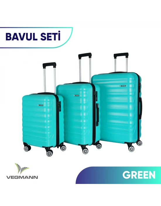 Vegmann Delphin Su Yeşili 3 lü Valiz seti