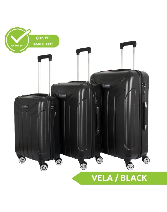 Vegmann Vela Siyah 3lü Valiz Seti