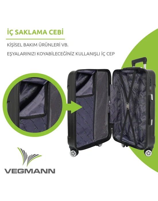 Vegmann Vela Siyah 3lü Valiz Seti