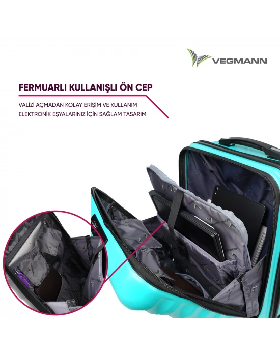 Vegmann Wave Laptop Bölmeli Su Yeşili Kabin Boy Valiz