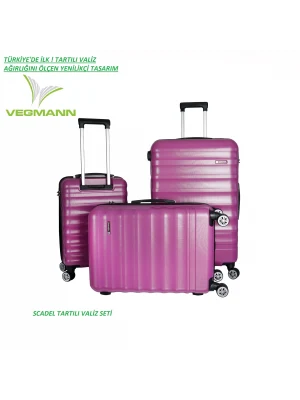 Vegmann Tartılı Scadel Violet 3 lü Valiz Seti