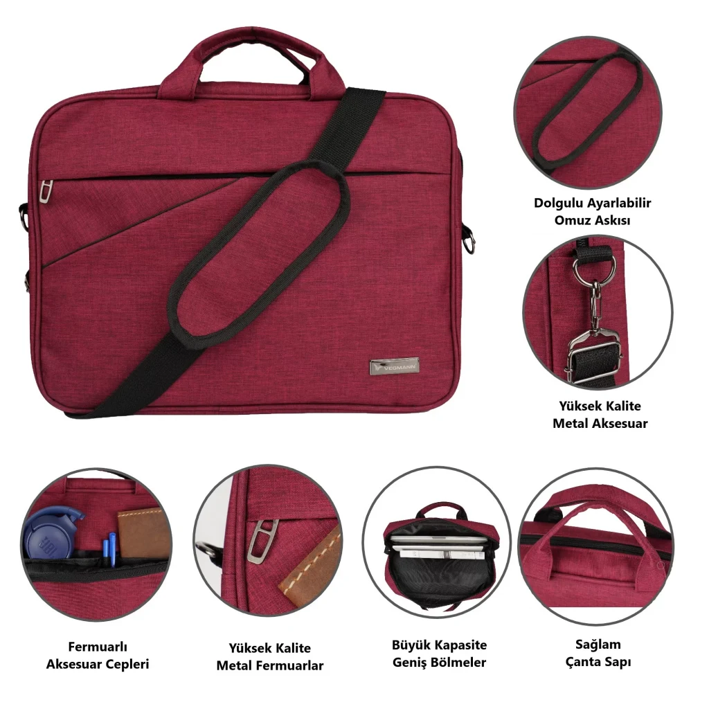 Vegmann Av6900 BORDO 15.6 Inç Uyumlu Laptop Bilgisayar Evrak Çantası