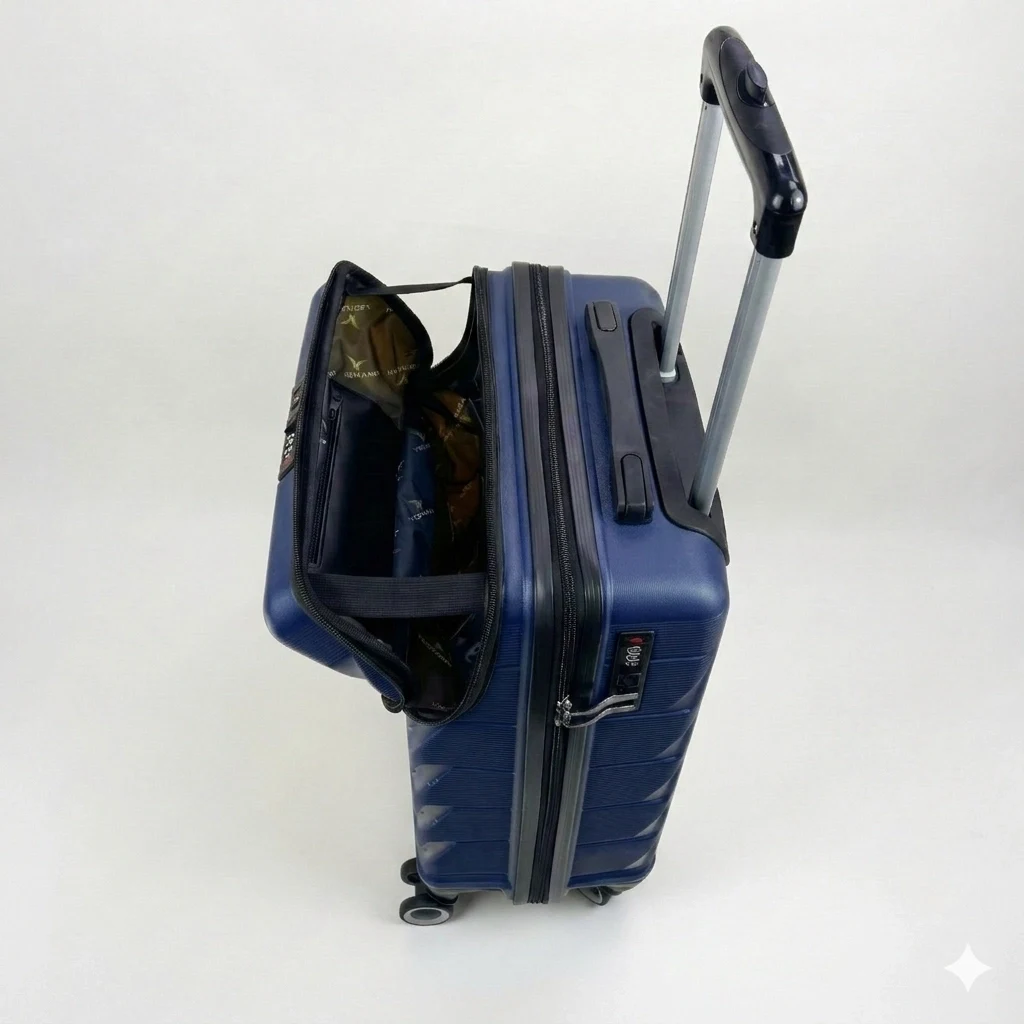 Vegmann Avalon Laptop Bölmeli PP Kırılmaz Lacivert Kabin Boy Valiz