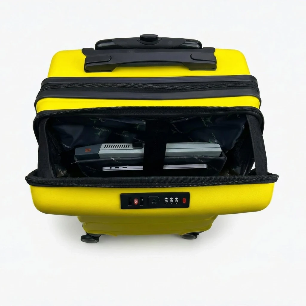 Vegmann Avalon Laptop Bölmeli PP Kırılmaz Sarı Kabin Boy Valiz