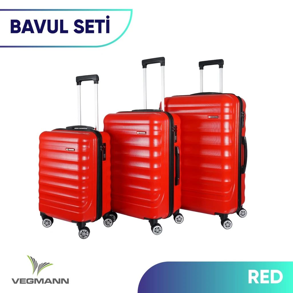 Vegmann Delphin Kırmızı 3 lü Valiz seti