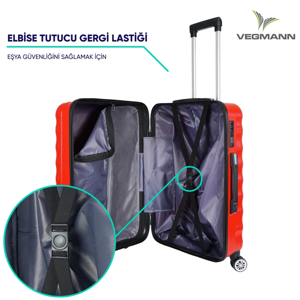 Vegmann Delphin Kırmızı Büyük Boy Valiz