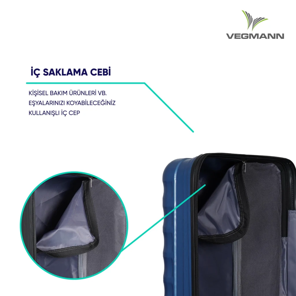 Vegmann Delphin Mavi Büyük Boy Valiz