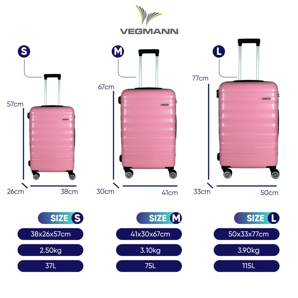 Vegmann Delphin Pembe 3 lü Valiz seti